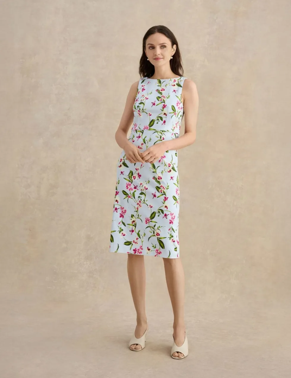 Cotton Rich Floral Knee Length Shift Dress