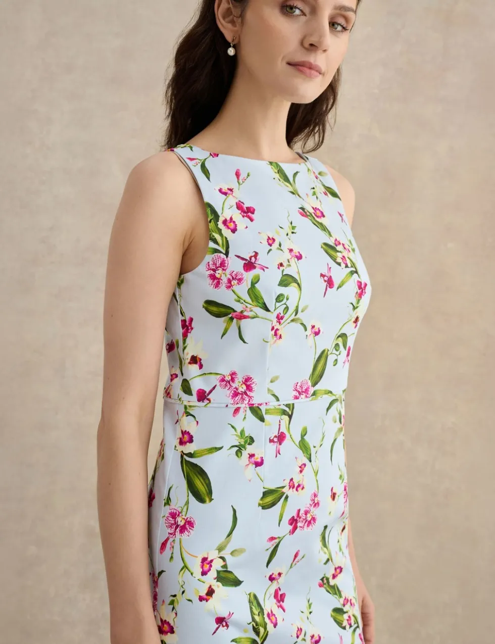Cotton Rich Floral Knee Length Shift Dress
