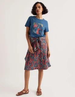 Cotton Rich Floral Knee Length A-Line Skirt