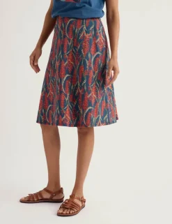 Cotton Rich Floral Knee Length A-Line Skirt