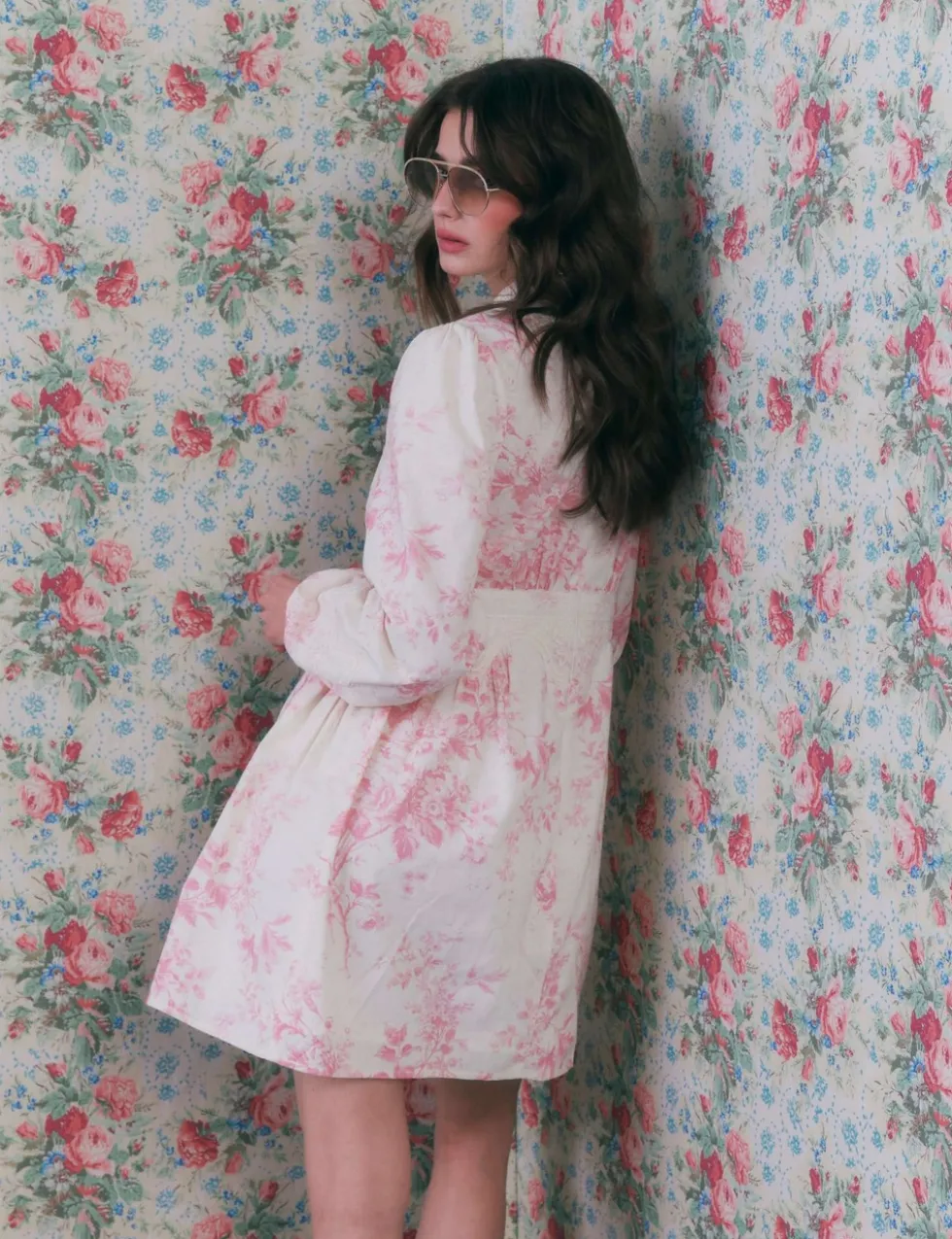 Cotton Rich Floral Lace Trim Mini Dress