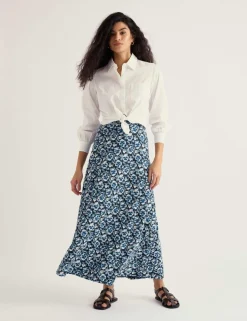 Cotton Rich Floral Midaxi A-Line Skirt