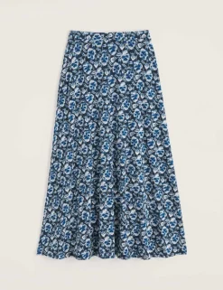 Cotton Rich Floral Midaxi A-Line Skirt