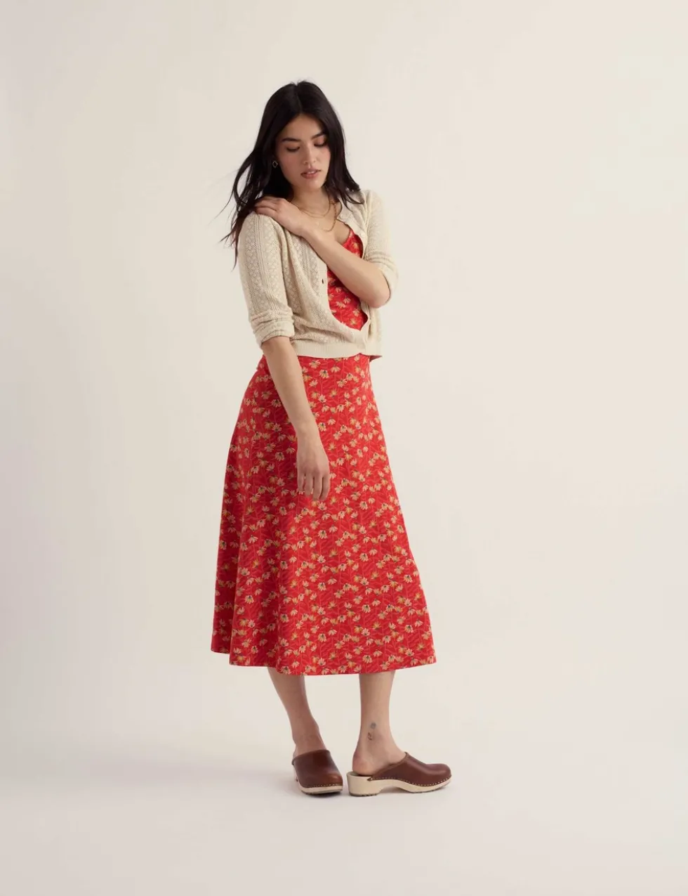 Cotton Rich Floral Midi Skater Dress