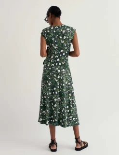 Cotton Rich Floral Midi Waisted Dress
