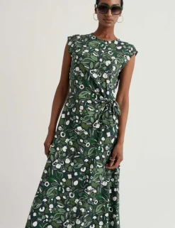 Cotton Rich Floral Midi Waisted Dress