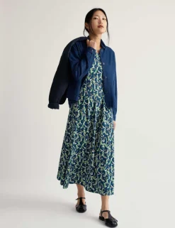 Cotton Rich Floral Midi Waisted Dress