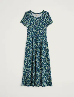 Cotton Rich Floral Midi Waisted Dress