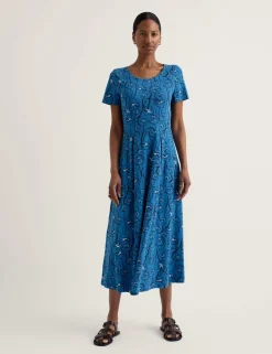Cotton Rich Floral Midi Waisted Dress