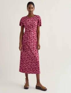 Cotton Rich Floral Midi Waisted Dress