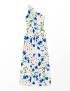 Cotton Rich Floral One Shoulder Maxi Dress