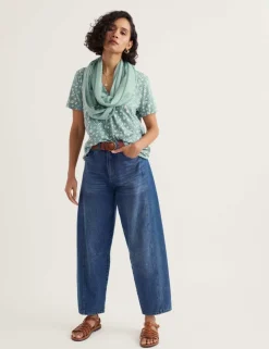 Cotton Rich Floral Pleat Detail Top