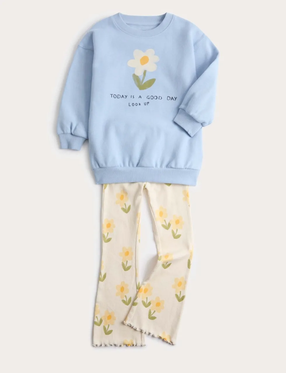 Cotton Rich Floral Top & Bottom Outfit (2 - 7 Yrs)