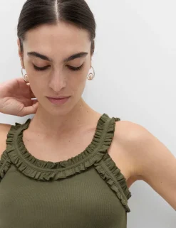 Cotton Rich Frill Strap Vest