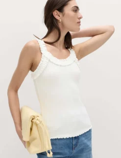 Cotton Rich Frill Strap Vest