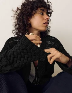 Cotton Rich Fringed Hem Cardigan