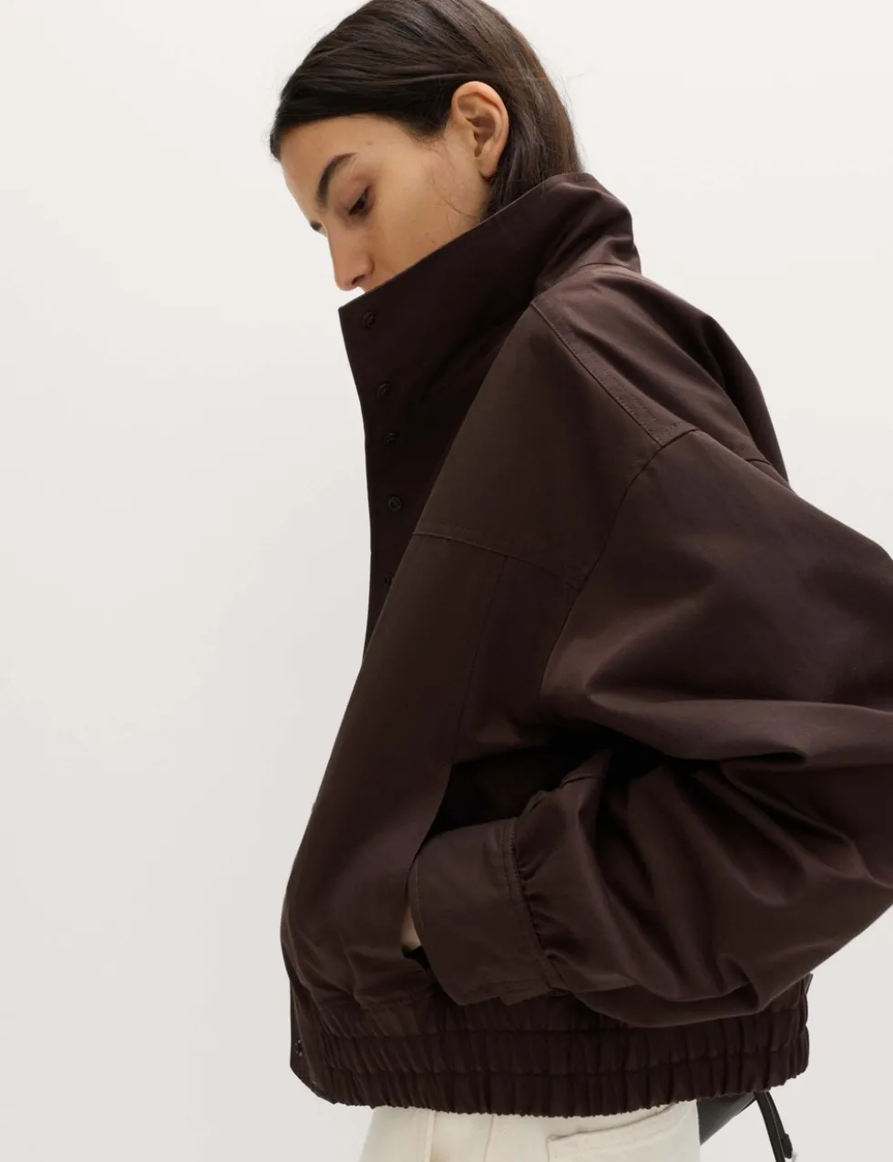 Cotton Rich Funnel Neck Bomber Jacket