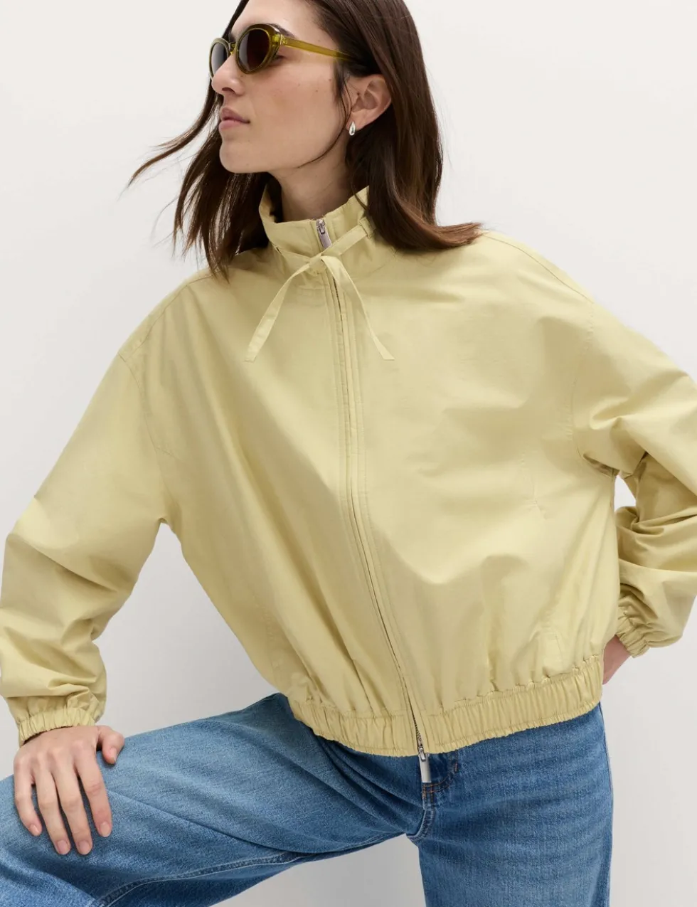 Cotton Rich Funnel Neck Bomber Jacket