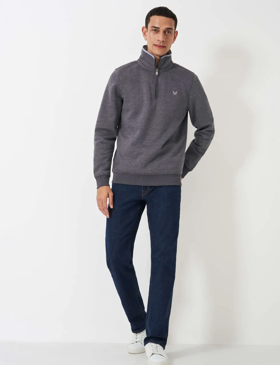 Cotton Rich Funnel Neck Half Zip Sweatshirt