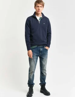 Cotton Rich Funnel Neck Half Zip Sweatshirt