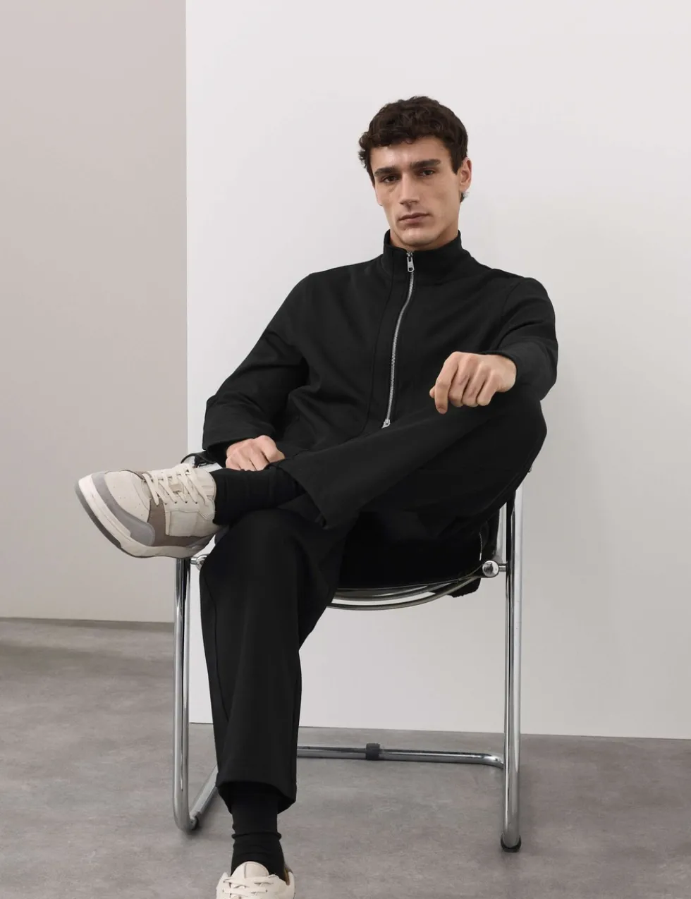Cotton Rich Funnel Neck Zip Up Jacket
