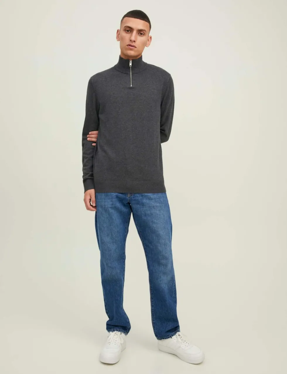 Cotton Rich Half Zip Jumper