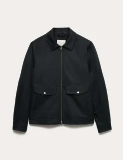Cotton Rich Harrington Jacket with Linen