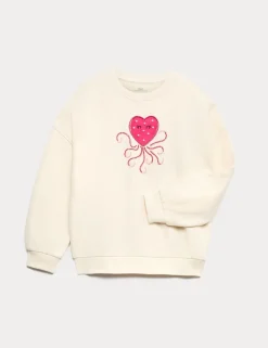 Cotton Rich Heart Squid Sweatshirt (4-10 Yrs)