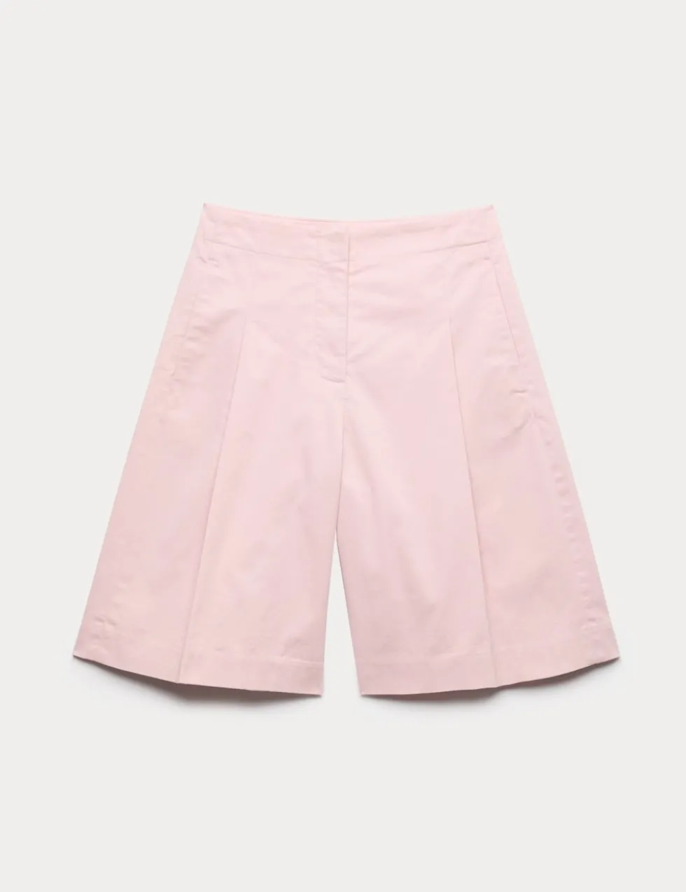 Cotton Rich High Waisted Pleat Front Bermuda Shorts