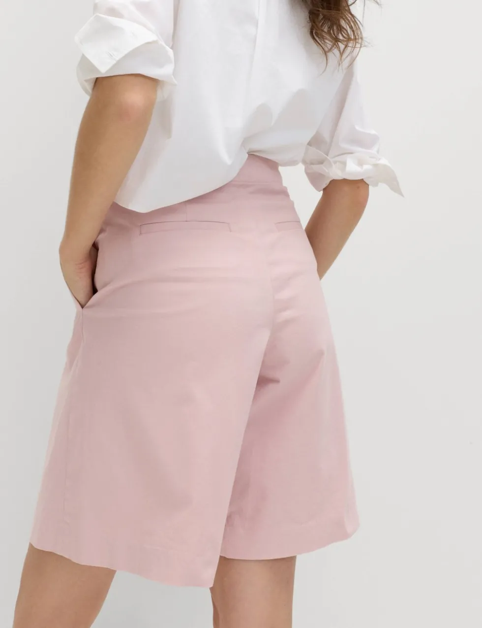 Cotton Rich High Waisted Pleat Front Bermuda Shorts