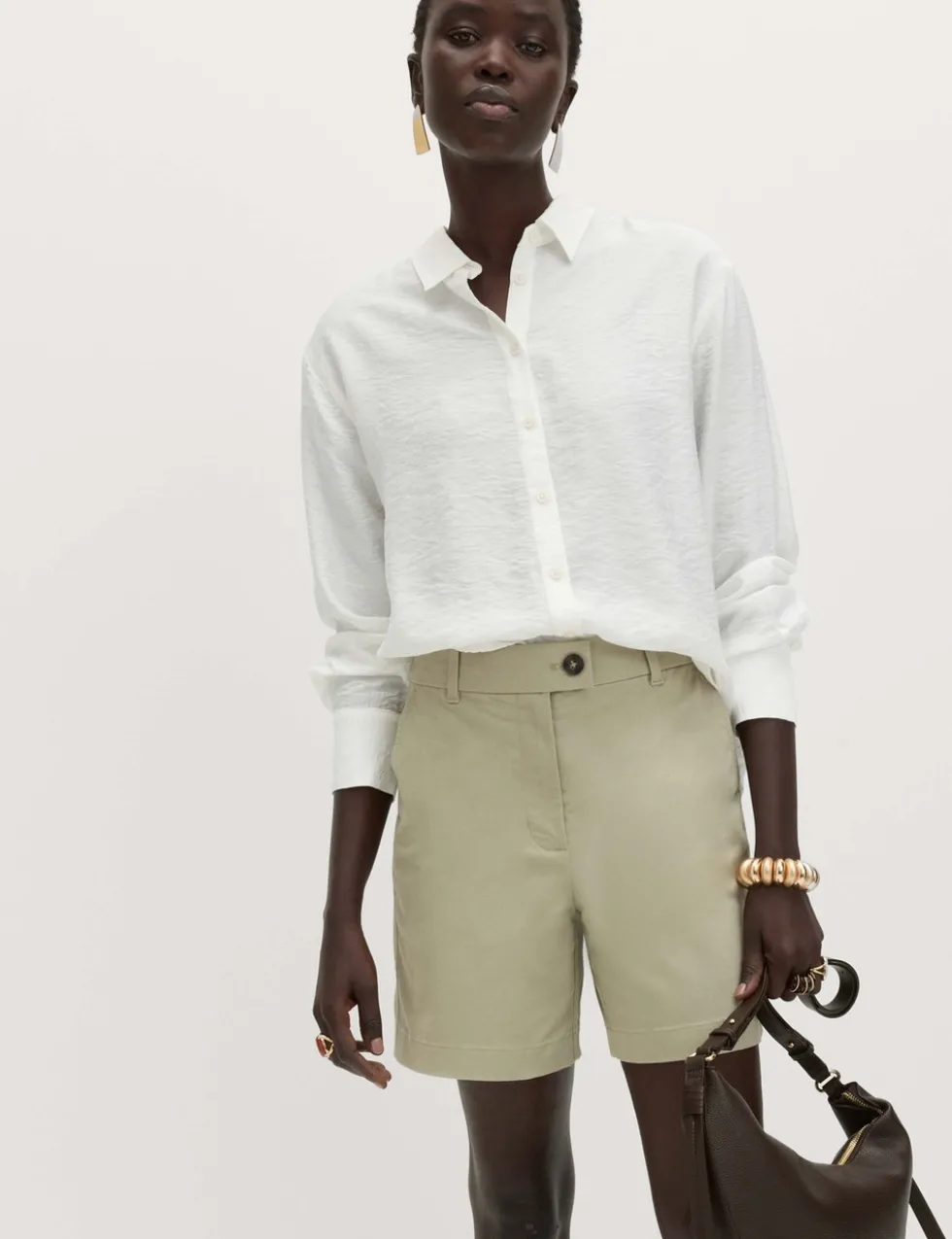 Cotton Rich High Waisted Chino Shorts