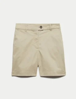 Cotton Rich High Waisted Chino Shorts