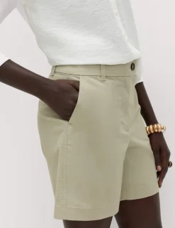 Cotton Rich High Waisted Chino Shorts