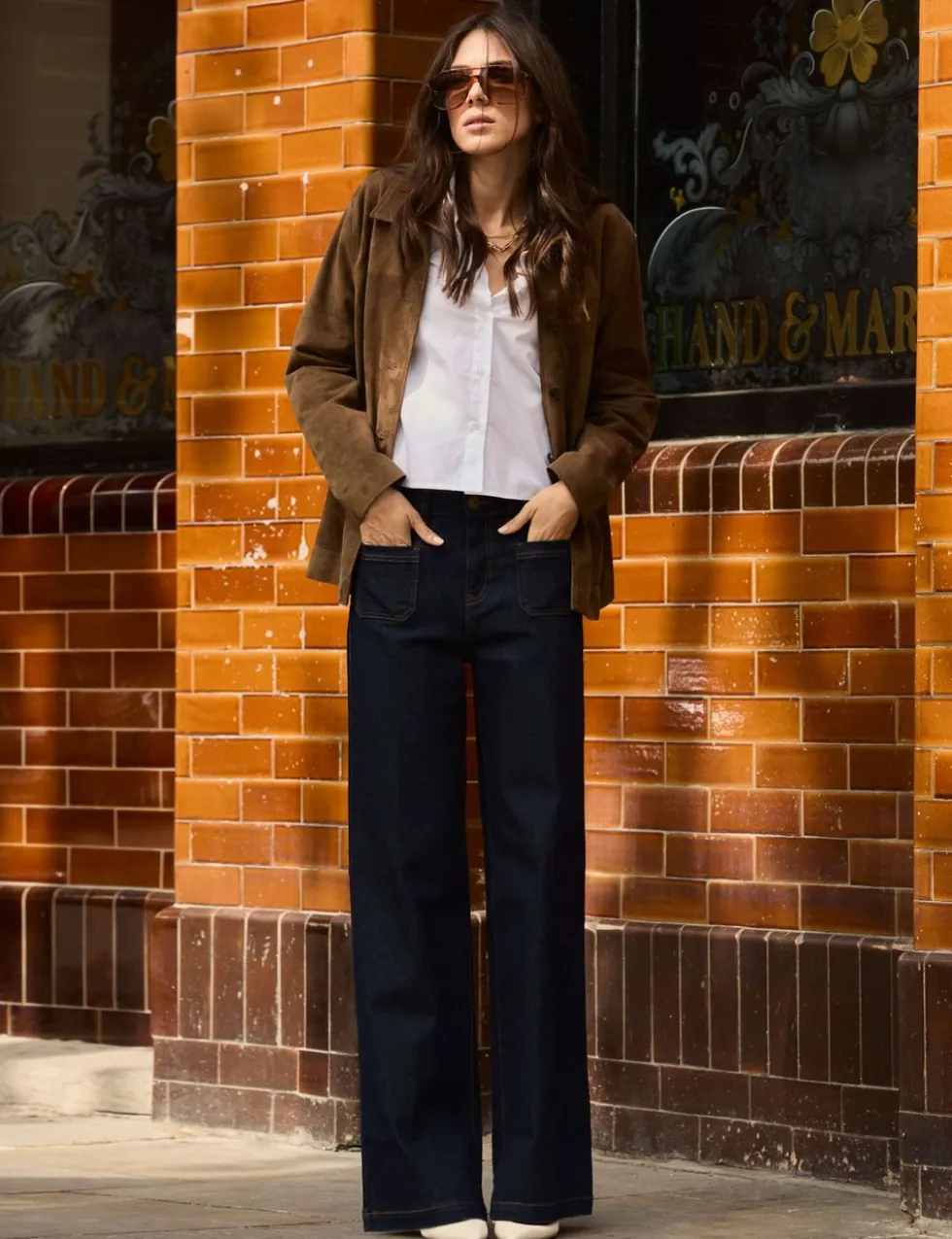 Cotton Rich High Waisted Wide Leg Jeans