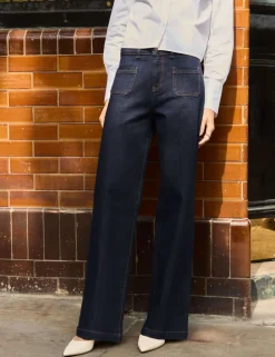 Cotton Rich High Waisted Wide Leg Jeans