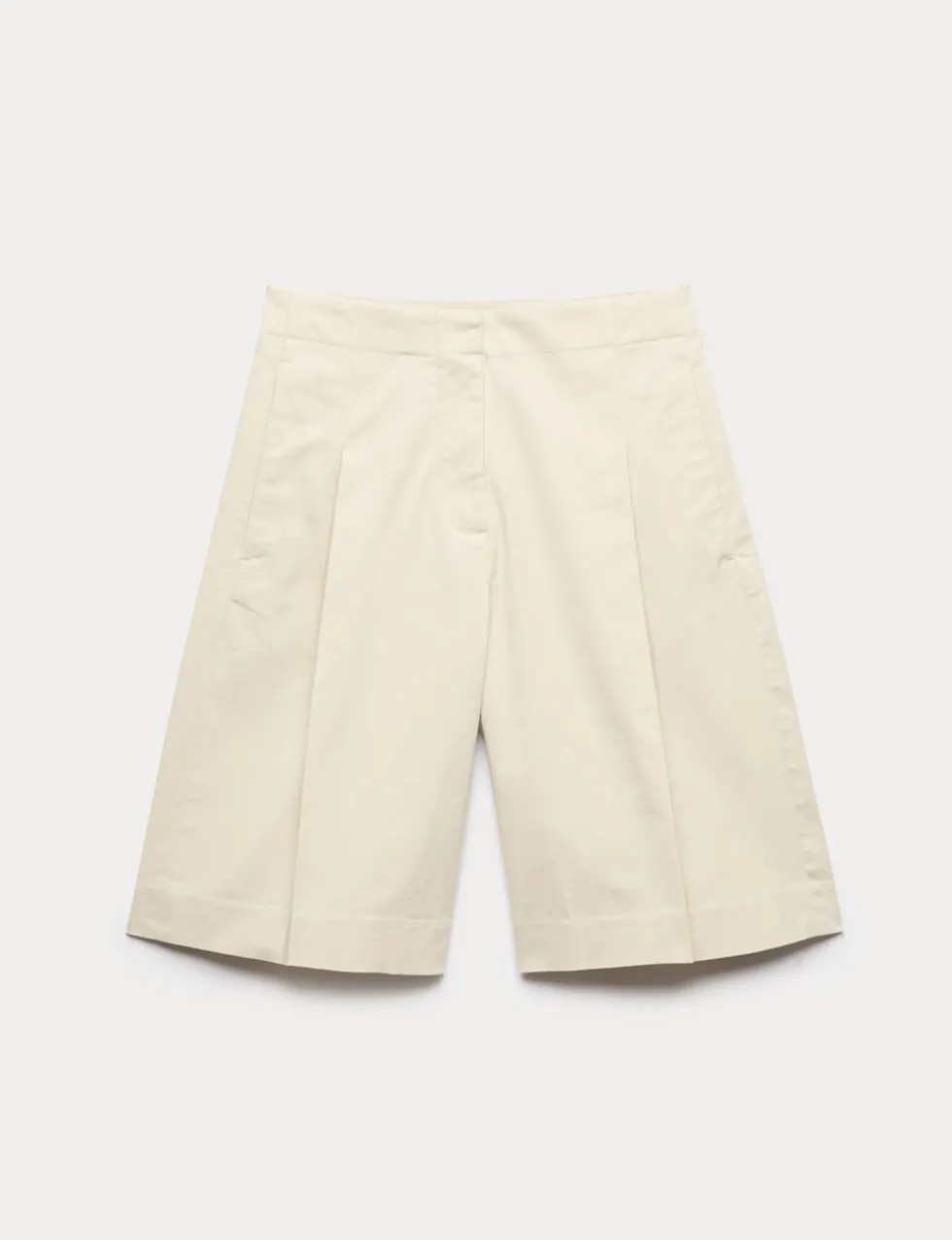 Cotton Rich High Waisted Pleat Front Bermuda Shorts