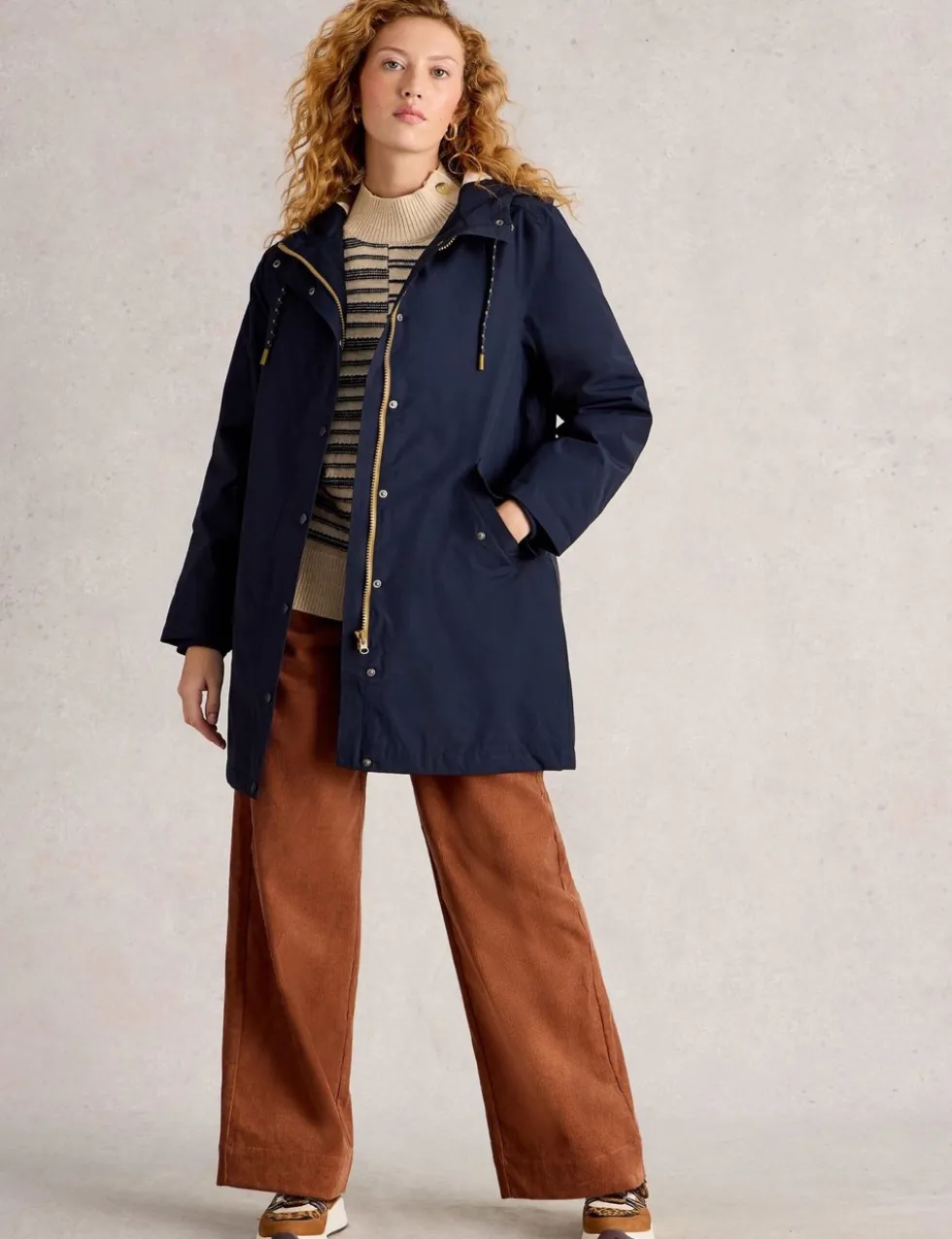 Cotton Rich Hooded Relaxed Raincoat
