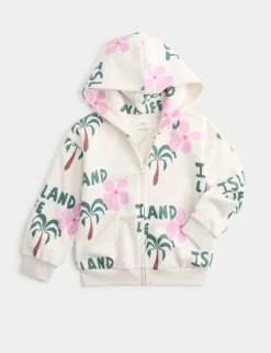 Cotton Rich Island Print Zip Hoodie (2-8 Yrs)