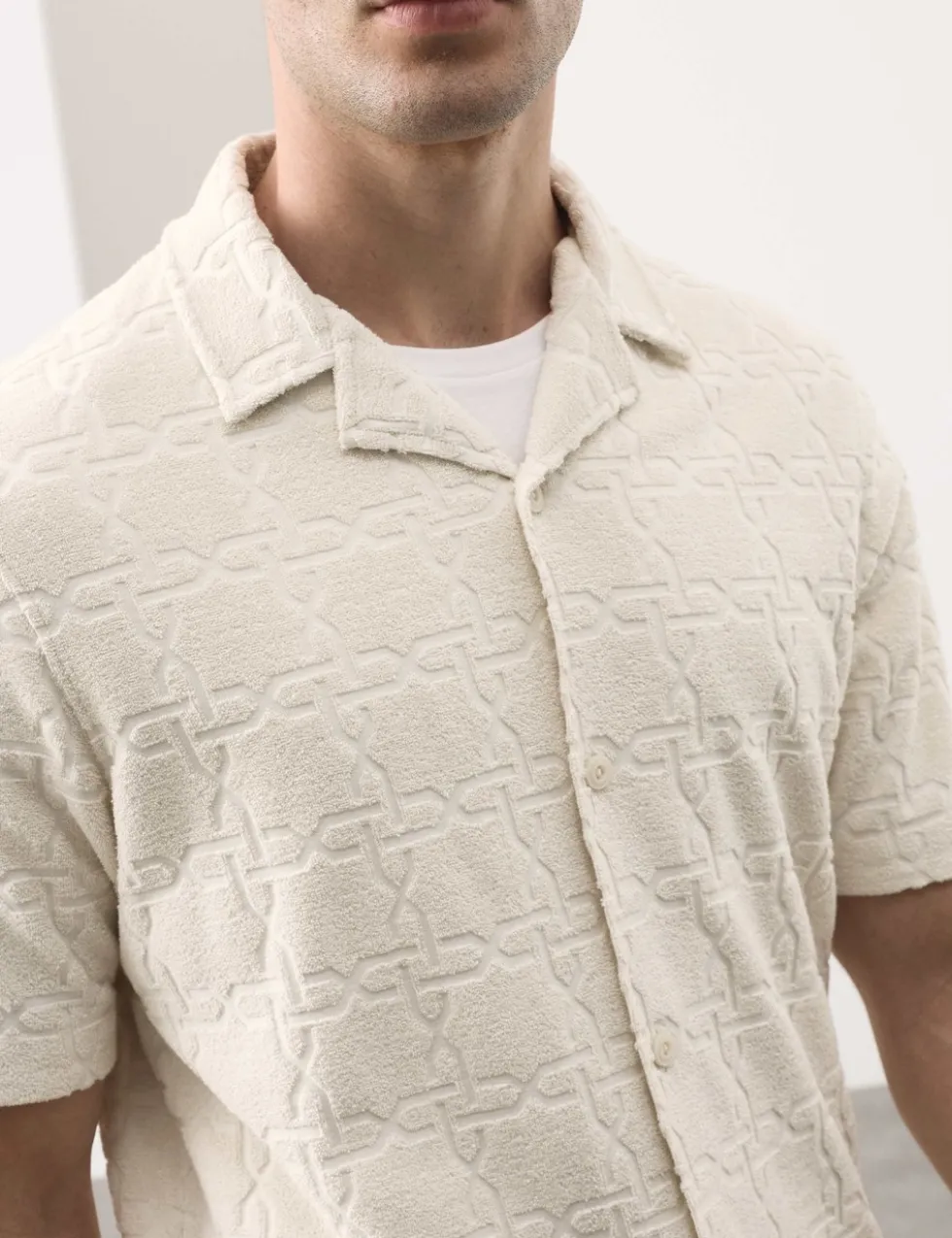 Cotton Rich Jacquard Towelling Revere Polo Shirt