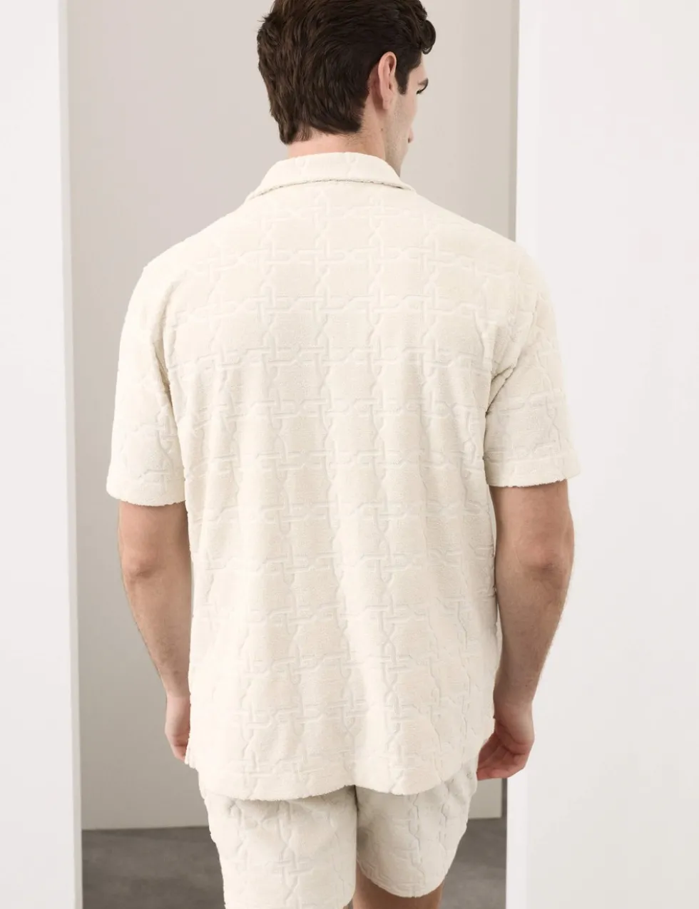 Cotton Rich Jacquard Towelling Revere Polo Shirt