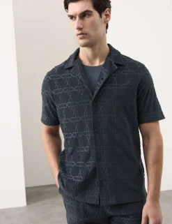 Cotton Rich Jacquard Towelling Revere Polo Shirt