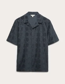 Cotton Rich Jacquard Towelling Revere Polo Shirt