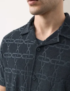 Cotton Rich Jacquard Towelling Revere Polo Shirt