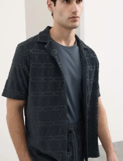 Cotton Rich Jacquard Towelling Revere Polo Shirt