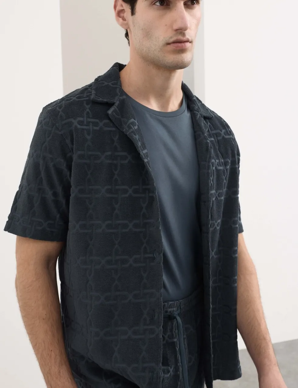 Cotton Rich Jacquard Towelling Revere Polo Shirt