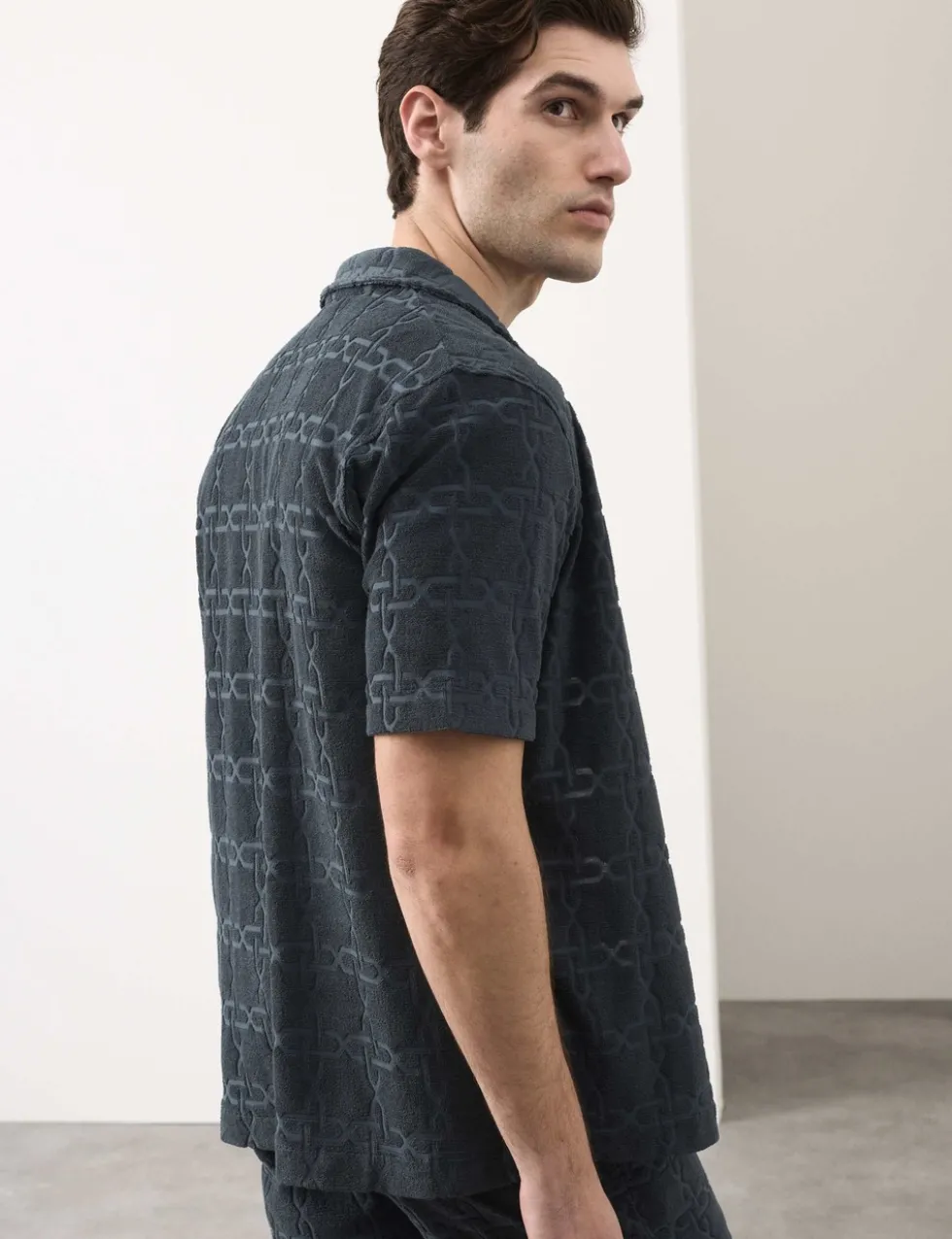 Cotton Rich Jacquard Towelling Revere Polo Shirt