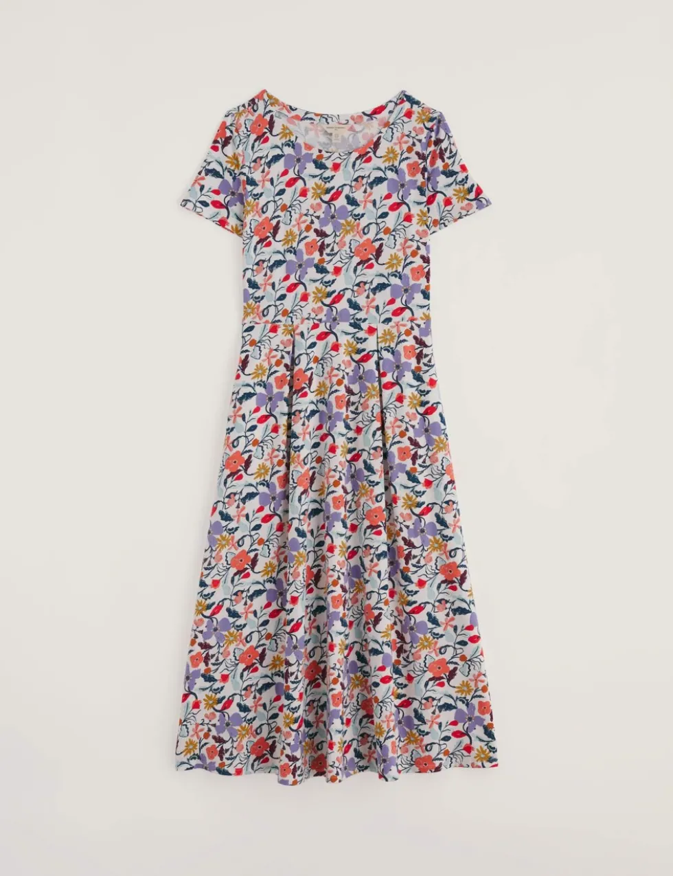Cotton Rich Jersey Floral Midi Waisted Dress