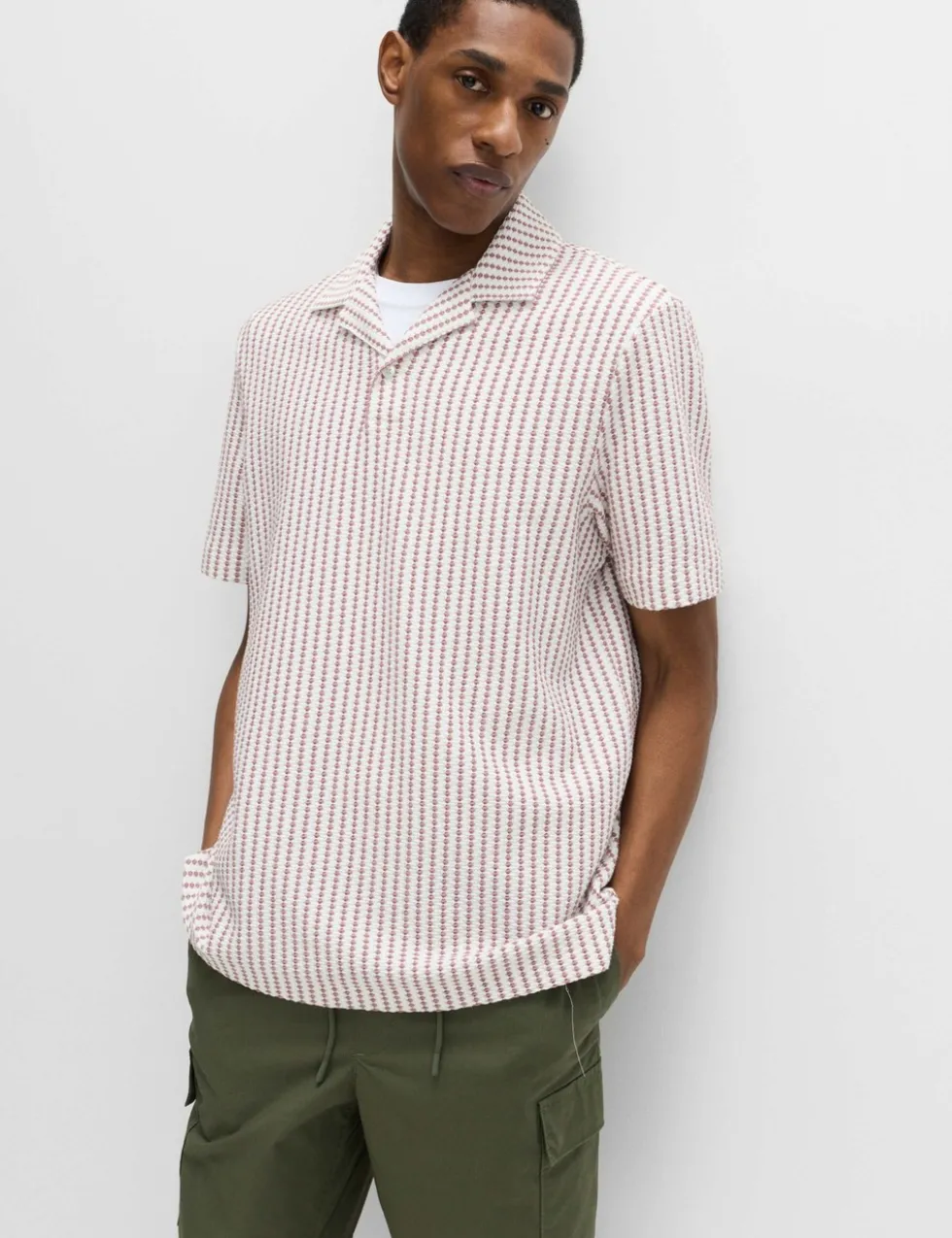 Cotton Rich Jersey Geometric Polo Shirt