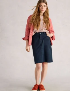 Cotton Rich Knee Length A-Line Skirt
