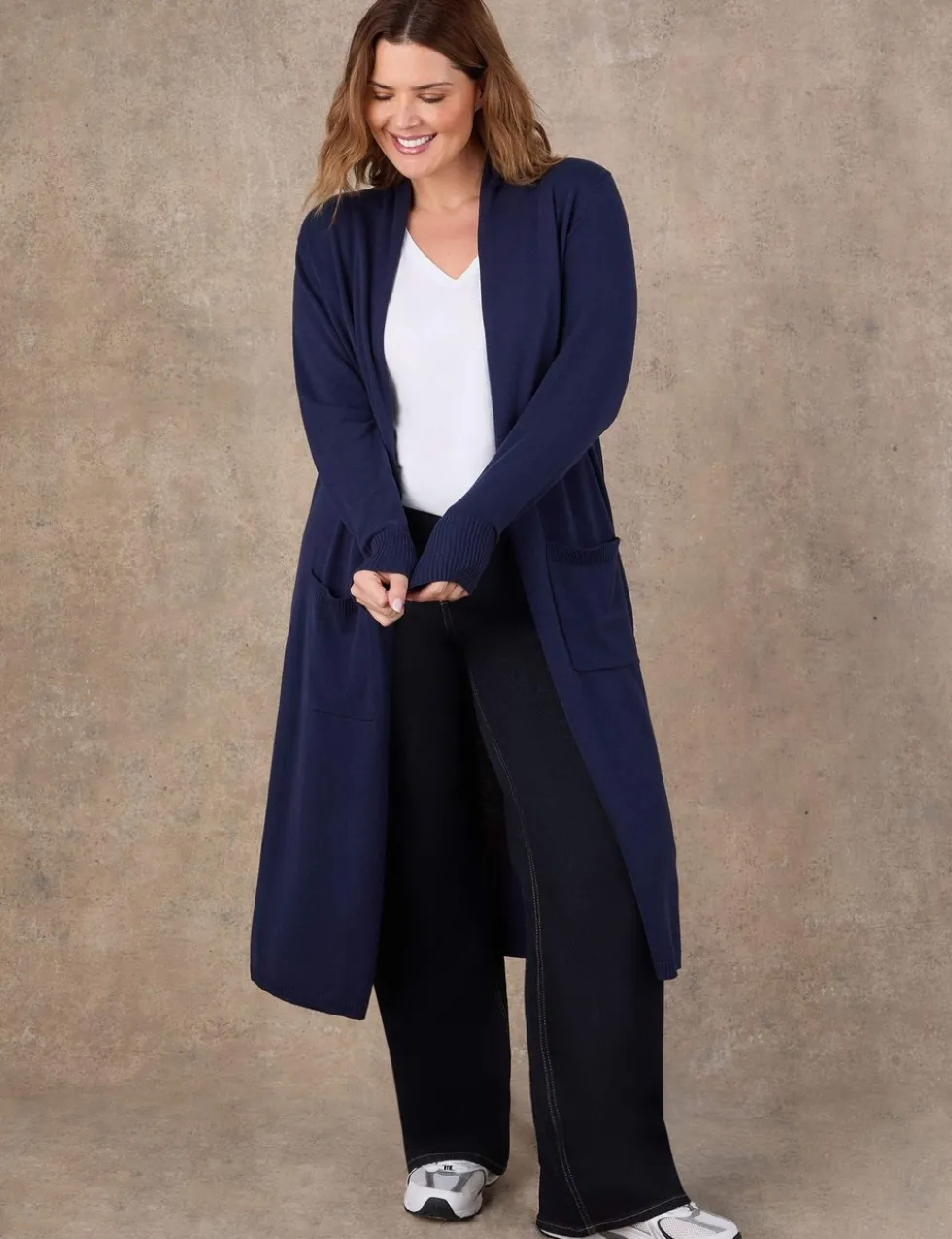 Cotton Rich Knitted Longline Cardigan